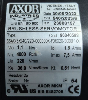  SSAX75XS40/220-000D00X-SOR020-SC00F1XX